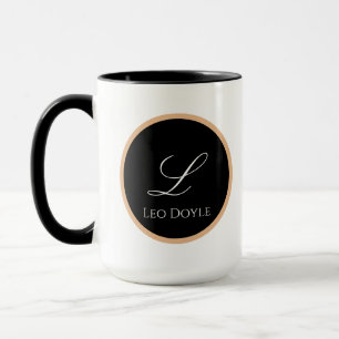 Mug Noir & Or Personnalisé Nom initial Logo Personnali