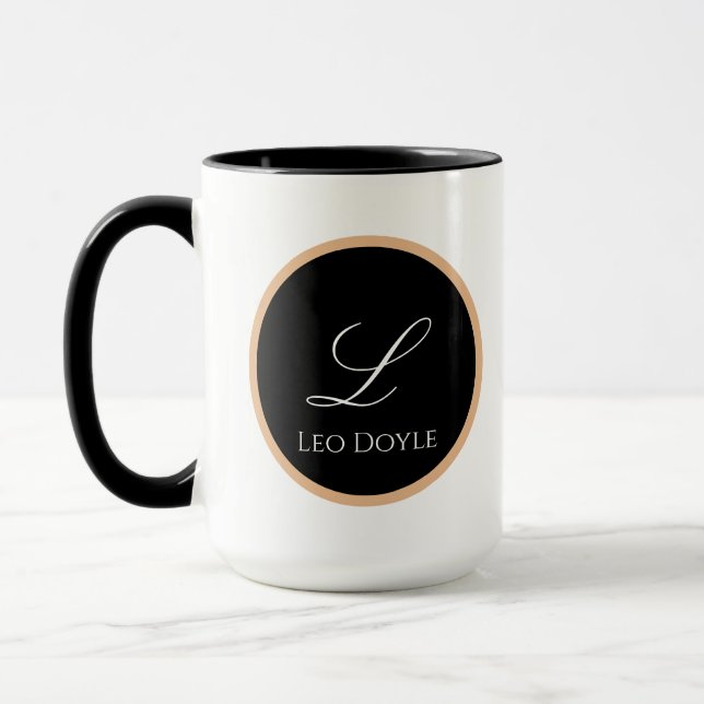 Mug Noir & Or Personnalisé Nom initial Logo Personnali (Gauche)