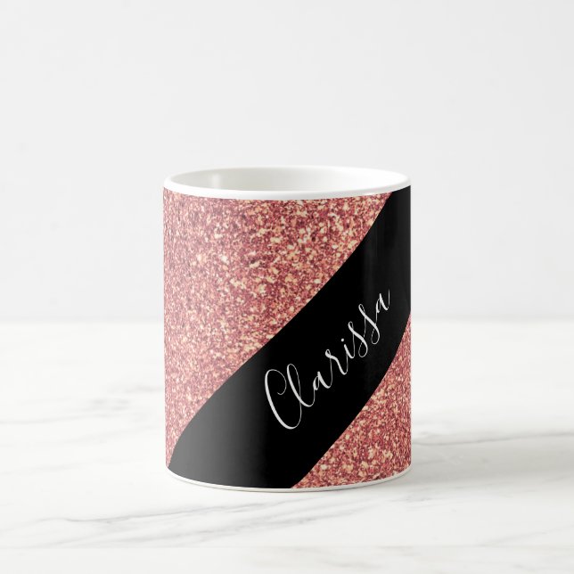 Mug Noir rose de parties scintillantes d'or de poussin (Centre)