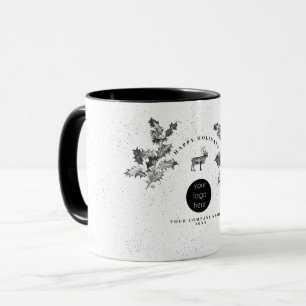 Mug Noir Rustique Blanc Vacances Affaires Logo Noël