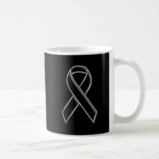 Mug Noir sur la Noir Style Ribbon sensibilisation (Droite)
