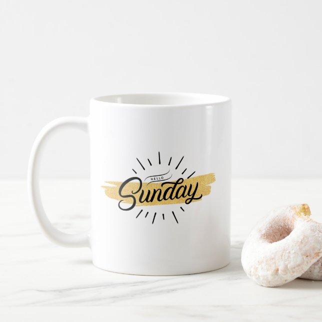 Mug Noir unique "Bonjour dimanche" (Avec donut)