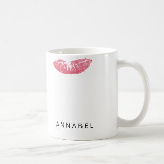 Mug Noix de rouge à lèvres rose et rose moderne