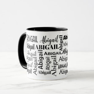 Mug Nom ABIGAIL noir en blanc