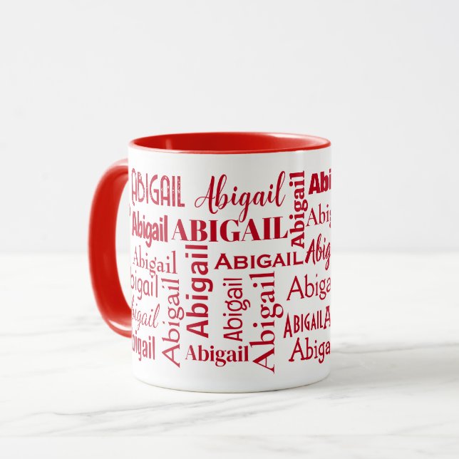 Mug Nom ABIGAIL Rouge En Blanc (Devant gauche)