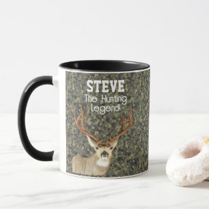 Mug Nom amusant Mule Deer Chasse Légende Sports Camo
