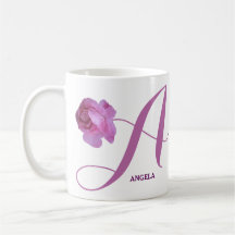 Nom Angela personnalisable joli rose rose floral
