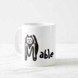 Mug - Nom avec lettre de chat initiale M