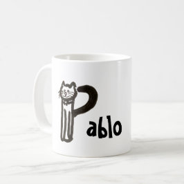 Mug - Nom avec lettre de chat initiale P