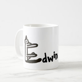 Mug - Nom avec lettre initiale de chat E
