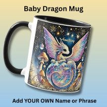 Nom, bébé dragon pastel rose bleu sur fond sombre