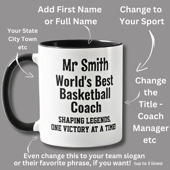 Mug Nom, Best Worlds Basketball Coach (Créateur téléchargé)