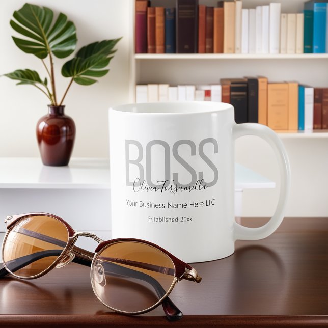 Mug Nom Black Grey Boss (Get this mug and drink your coffee (or tea) like the boss you are.)