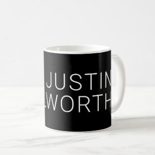 Mug Nom blanc moderne sur fond noir