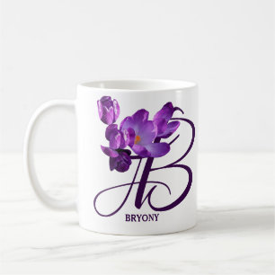 Mug Nom Bryony personnalisable Fleurs violettes monogr