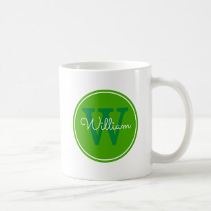 Mug Nom + Cercle de vert d'intérieur d'initiale
