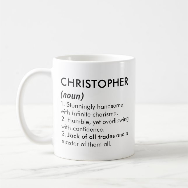 Mug Nom Christopher, Nom éditable, Nom personnalisé (Gauche)