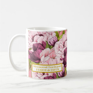 Mug Nom commercial Gold personnalisé Elegant Pink Peon