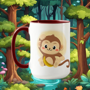 Mug nom d'ajout de singe monogramme