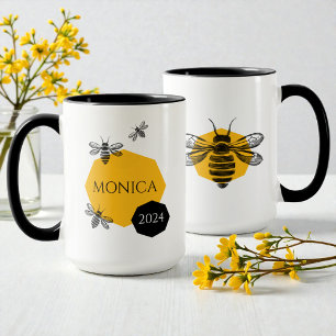 Mug Nom d'ami de la ruche d'abeille mignonne jaune noi