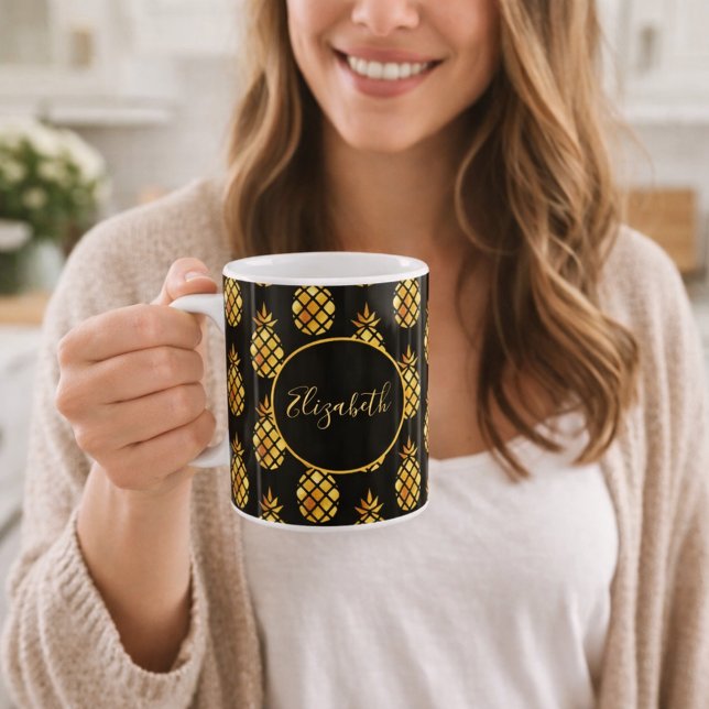 Mug Nom d'ananas en or noir (Créateur téléchargé)