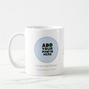 Mug nom, date et photo personnalisée blanc