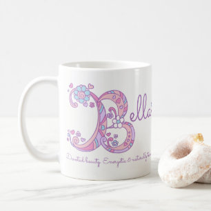 Mug Nom de Bella signifiant fleur de coeur B monogramm