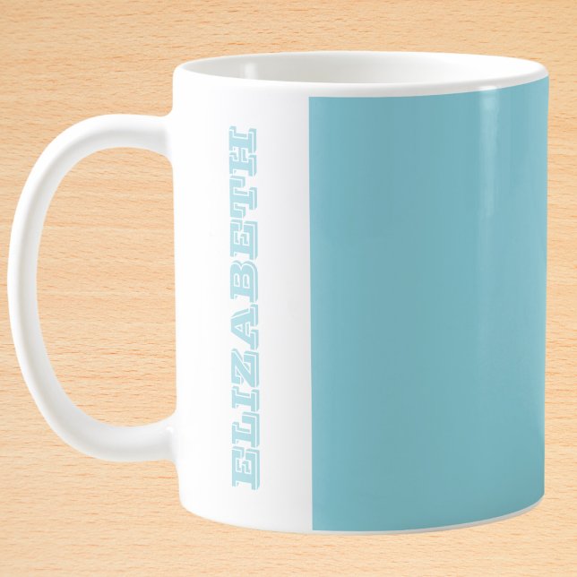 Mug Nom de bloc Turquoise moderne personnalisé (Créateur téléchargé)