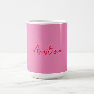 Mug Nom de calligraphie professionnelle rose personnal