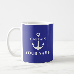 Mug Nom de capitaine personnalisé Ancre Bleue