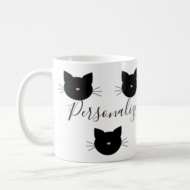 Mug Nom de chat noir personnalisé (Gauche)