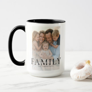 Mug Nom de famille de typographie moderne Cadeau photo