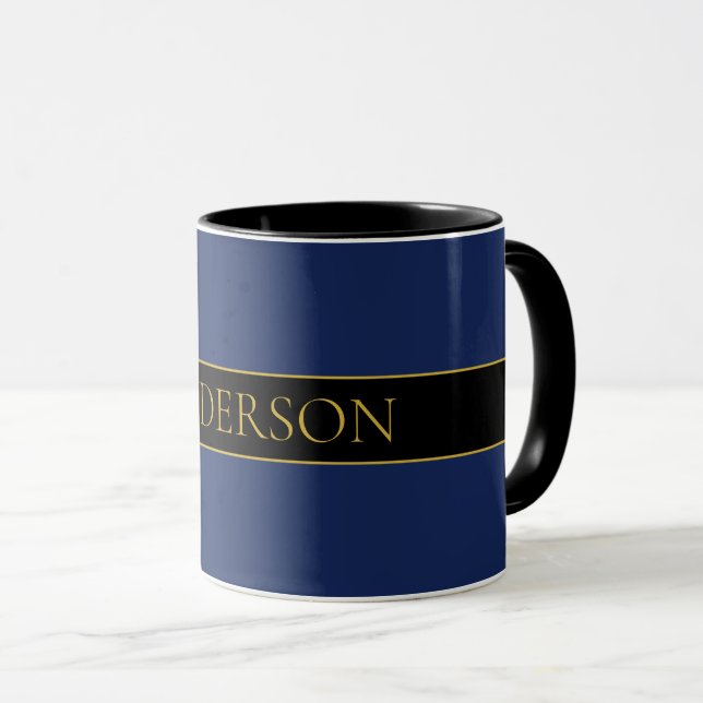 Mug Nom de famille ou nom commercial Marine Blue & Gol (Devant droit)