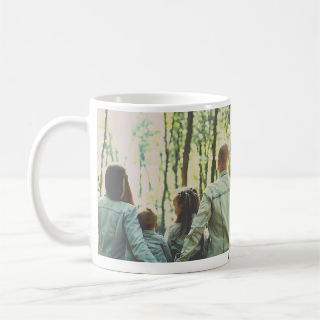 Mug Nom de famille vert sapin de Noël photo moderne (Gauche)
