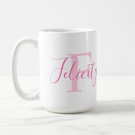 Mug Nom de félicité signifiant texte rose monogramme