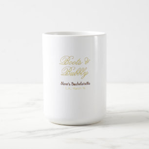Mug Nom de fête de bachelorette Boots & Bubble jaune o