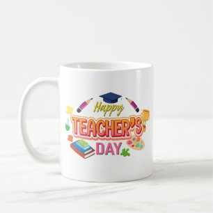 Mug Nom de jour de l’enseignant heureux personnalisé