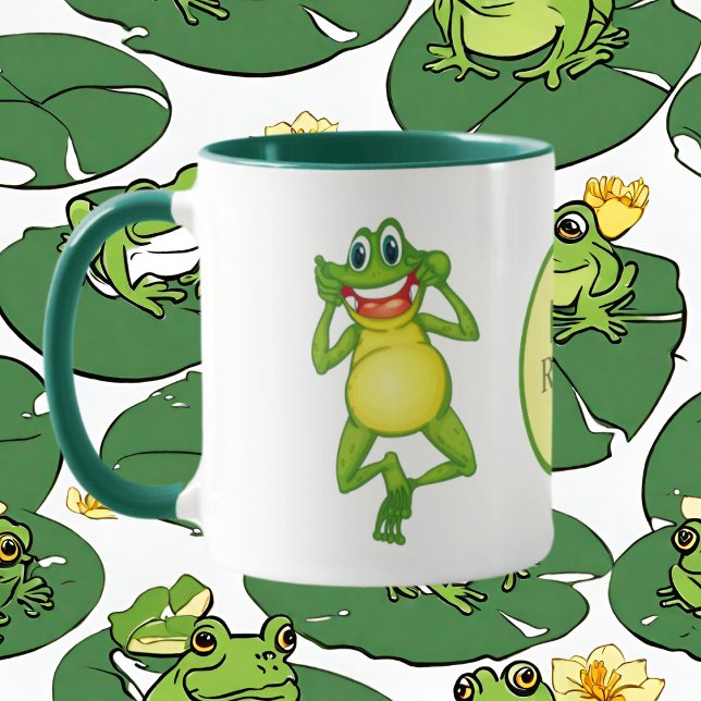 Mug Nom de la grenouille monogramme mignonne (Créateur téléchargé)