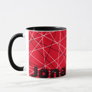 Mug Nom de la guitare Abstraite rayée rouge