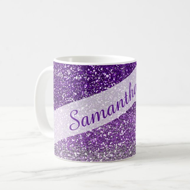 Mug Nom de la Parties scintillant Ombre violet tendanc (Devant gauche)