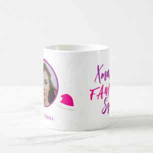 Mug Nom de la photo Noël rose personnalisé famille
