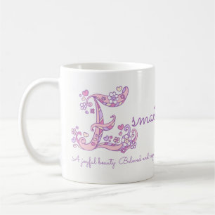 Mug Nom de l'émae signifiant fleur cardiaque E monogra