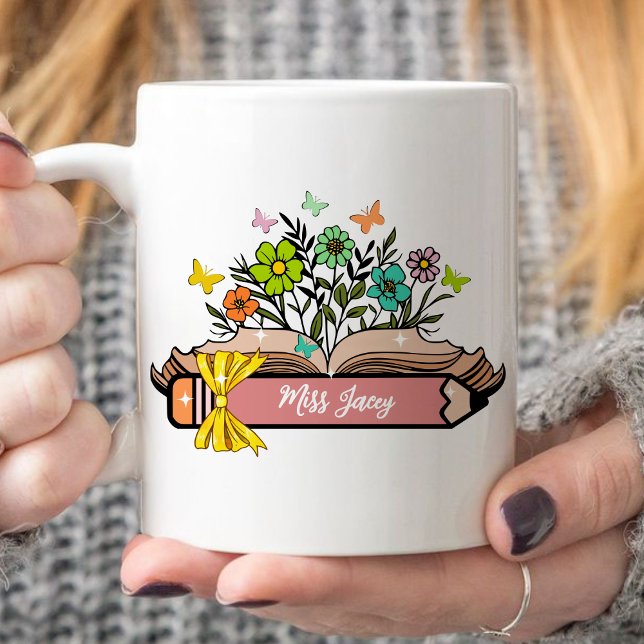 Mug Nom de l'enseignant fleur sauvage, Enseignant pers (Wildflower Teacher Name, Custom Teacher, Personalized Teacher, Gift for Teacher, Cute Teacher mug)