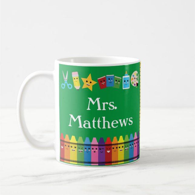 Mug Nom de l'enseignant personnalisé Kawaii (Gauche)