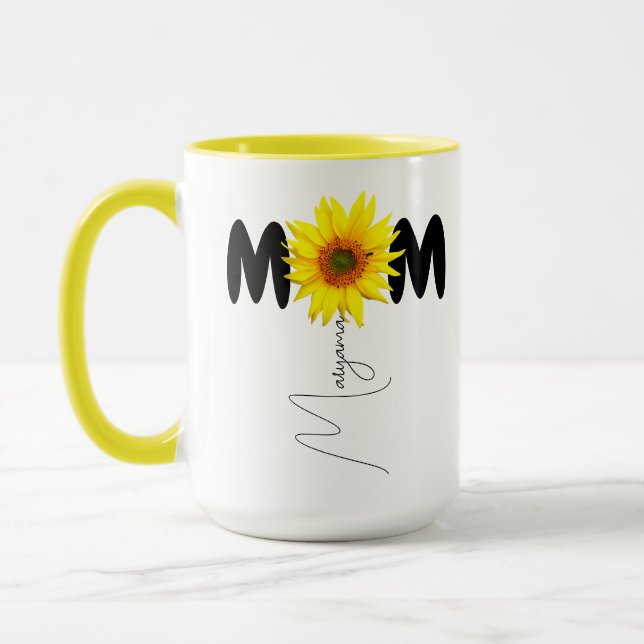 Mug Nom de maman moderne | Musique de tournesol | Musi (Gauche)