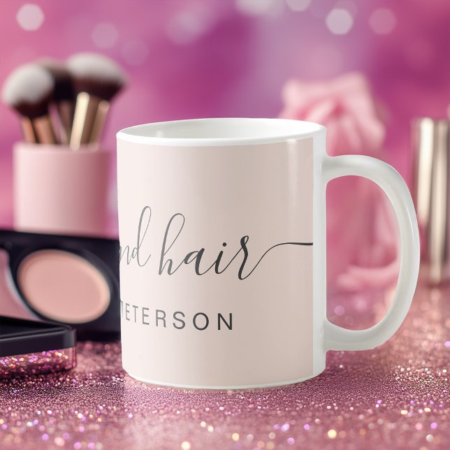 Mug Nom de maquillage rose pâle et tendance moderne (Modern trendy blush pink makeup name coffee mug)