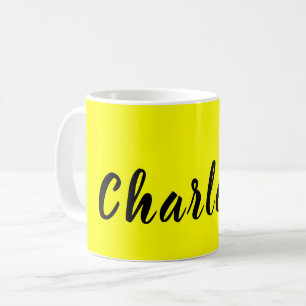 Mug Nom de personnalisation noir Couleur jaune néon