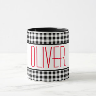 Mug Nom de police mince Buffalo Check 11oz Combo Café