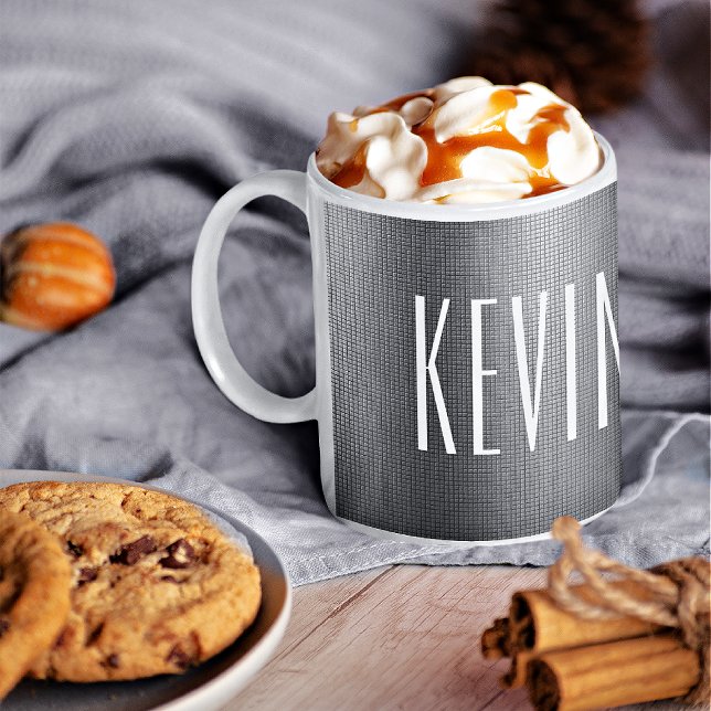 Mug Nom de police mince, Métal texturé 11oz ou 15oz (Créateur téléchargé)