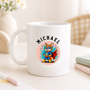 Mug Nom de renard super-héros personnalisé & initiale